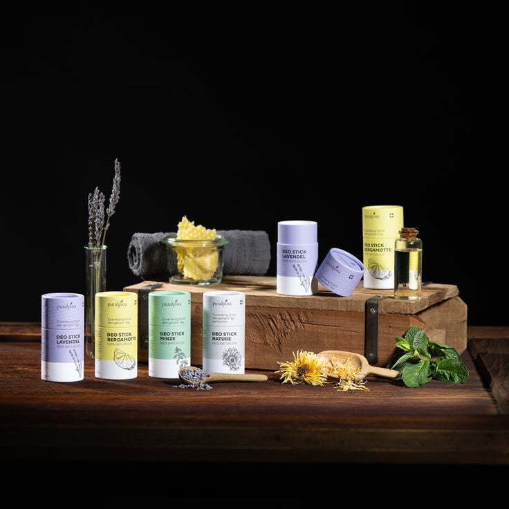 Kollektion aller Deo Sticks von puralpina