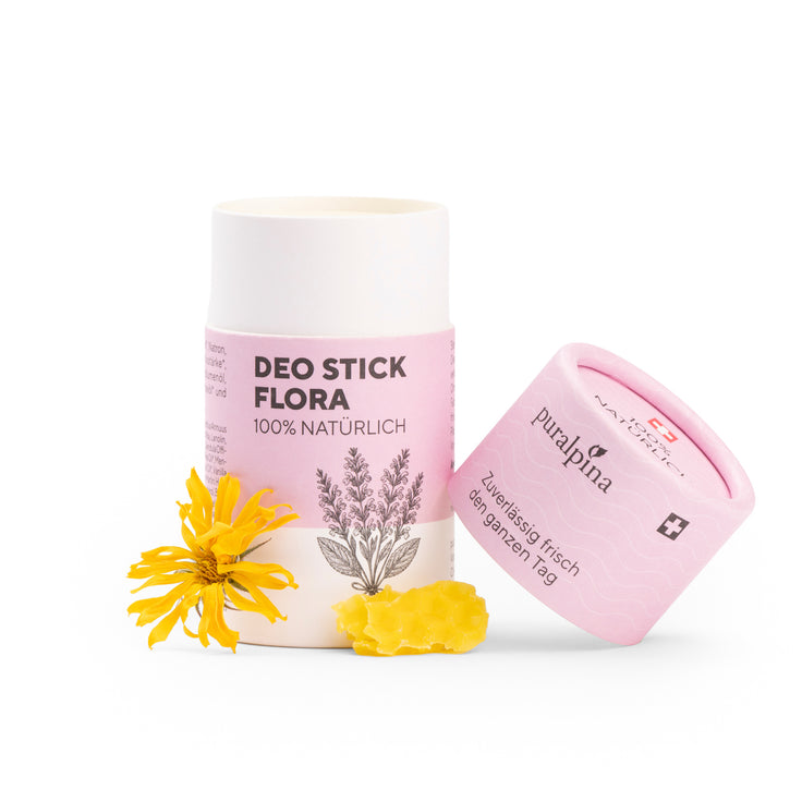 Deo Stick Flora geöffnet, mit Ringelblumen und Bienenwachs zur Dekoration