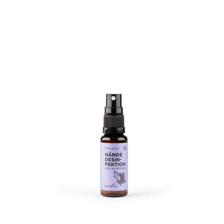 Gel hydroalcoolique, flacon de 30 ml avec étiquette violette