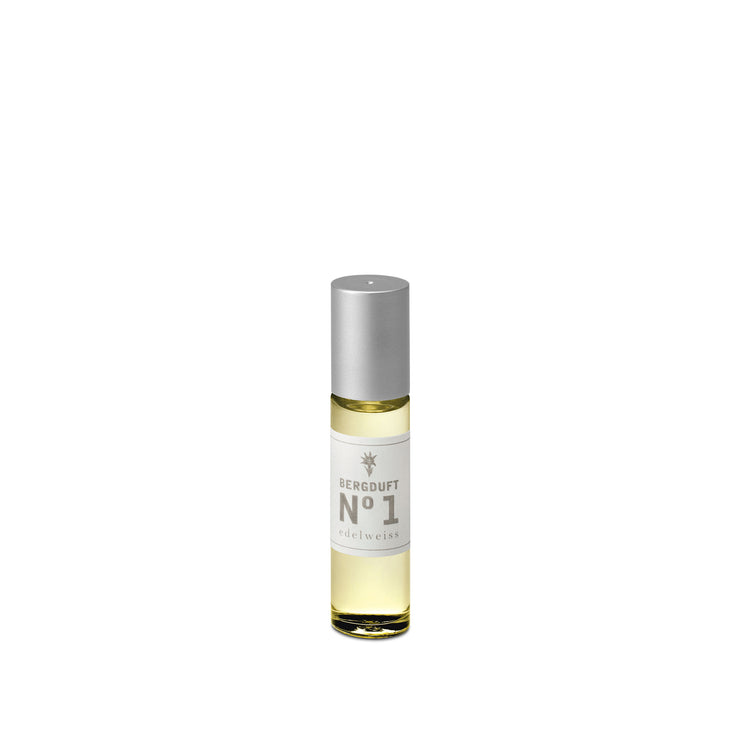 Parfum de montagne n° 1 Edelweiss, roll-on en flacon de verre avec bouchon argenté